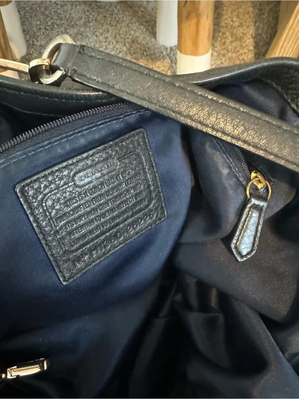 Coach Black Madison Pebbled Leather Tote with Gold Hardware